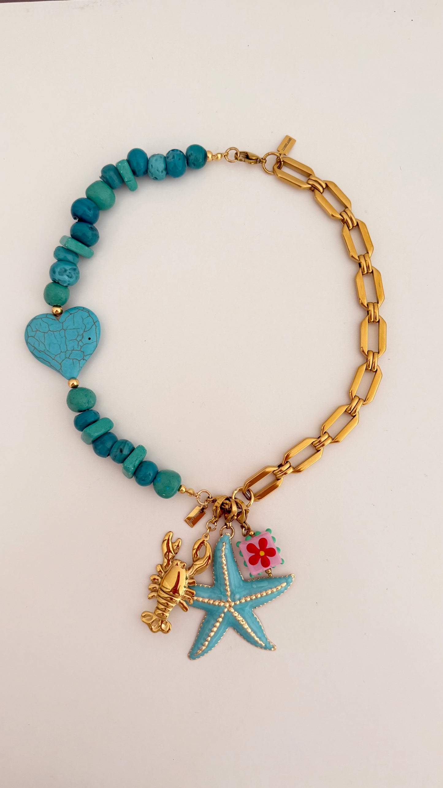 Mitad Collar Corazón Turquesa
