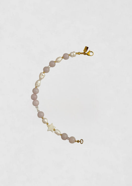 Mitad Collar Cuarzo con perlas