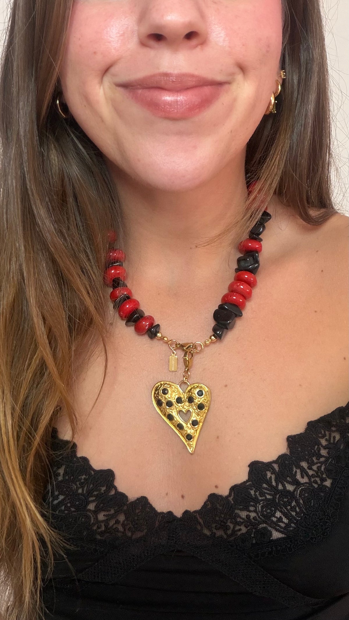 Charm Corazón Ágata Negra UNIDADES  LIMITADAS