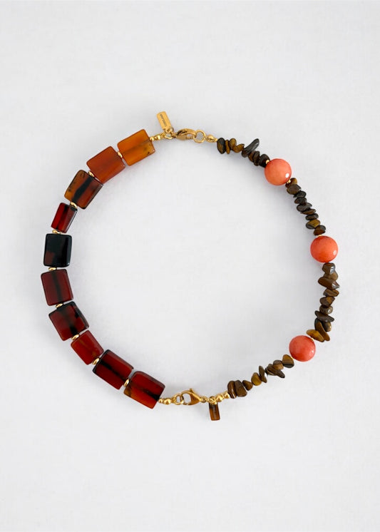 Collar Carey + Melocotón marrón