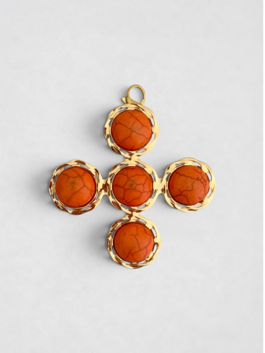 Charm Maxi Cruz piedra naranja