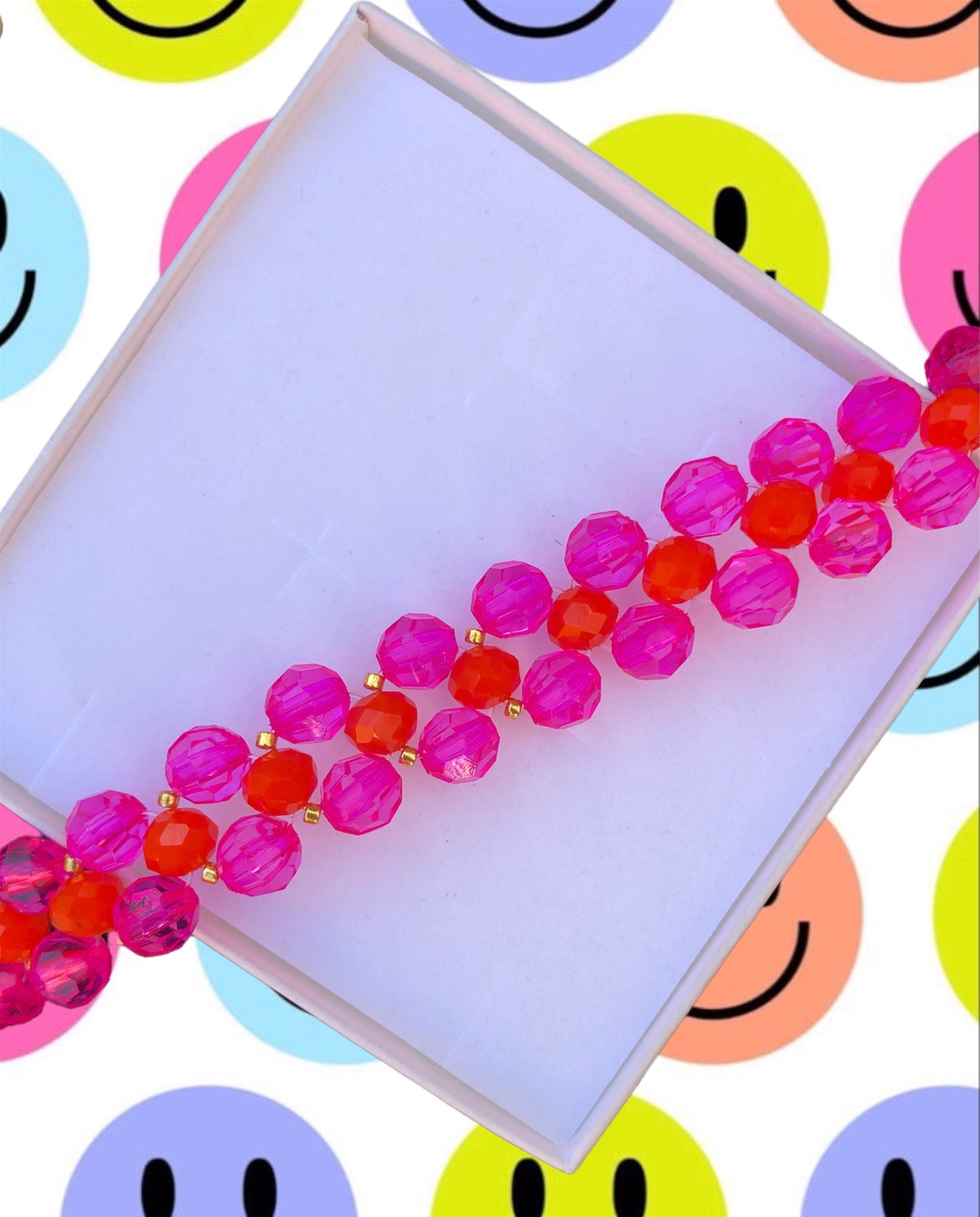 Collar Choker Acrílico Bicolor Rosa y Naranja