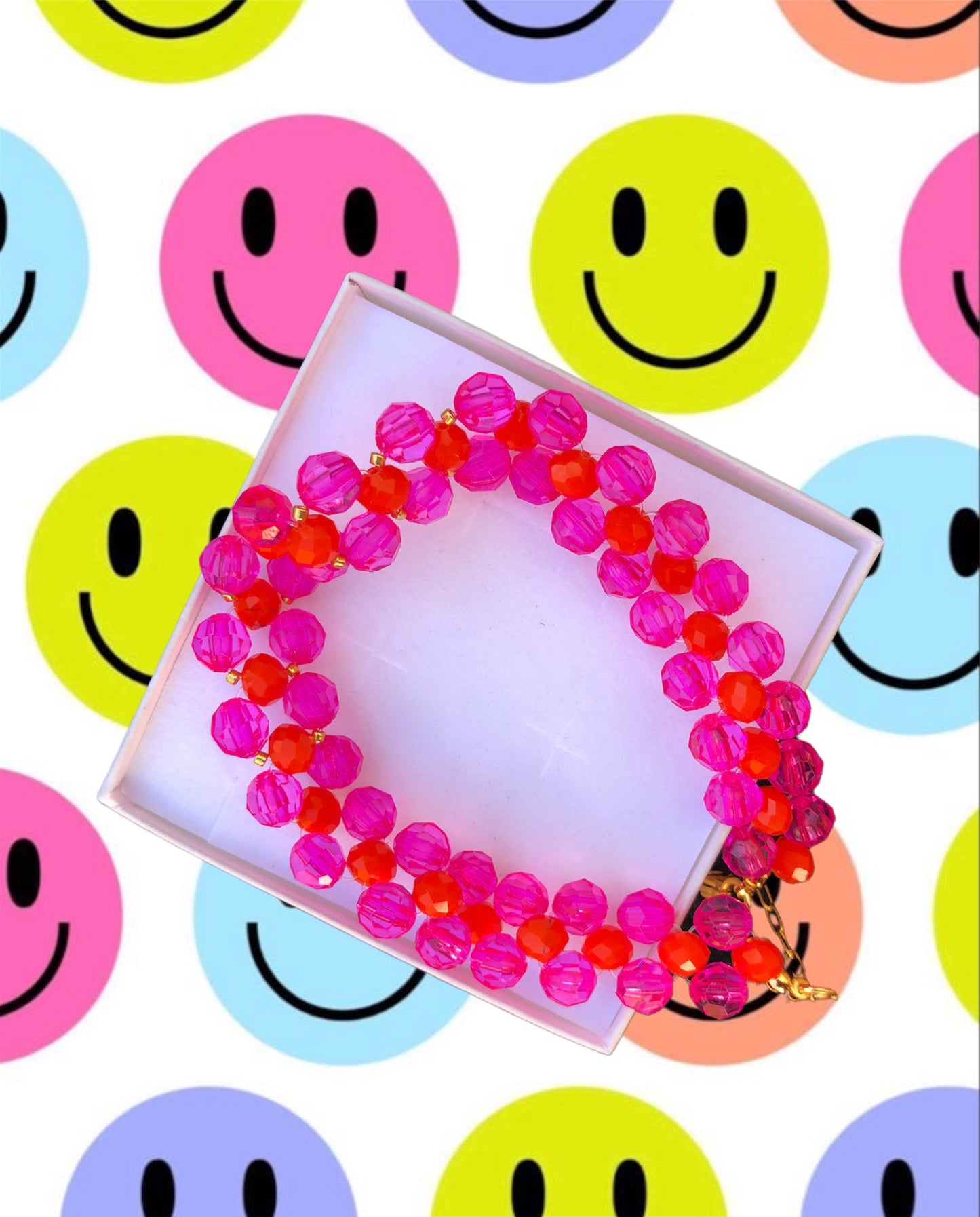 Collar Choker Acrílico Bicolor Rosa y Naranja